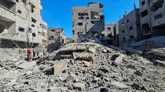 গাজার বেইত লাহিয়া এলাকার একটি ধ্বংসাবশেষ