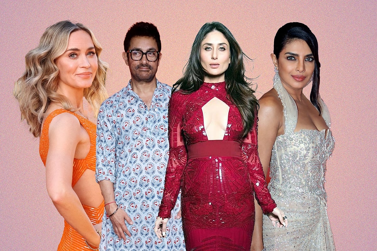 এমিলি ব্লান্ট, আমির খান, কারিনা কাপুর খান ও প্রিয়াঙ্কা চোপড়া। কোলাজ