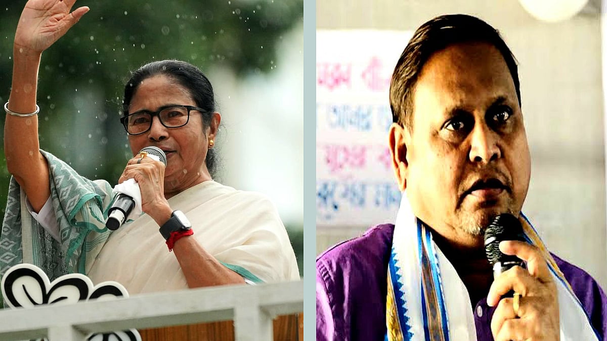 পশ্চিমবঙ্গের মুখ্যমন্ত্রী মমতা বন্দ্যোপাধ্যায় (বাঁয়ে) ও তৃণমূলের বিধায়ক হুমায়ুন কবীর