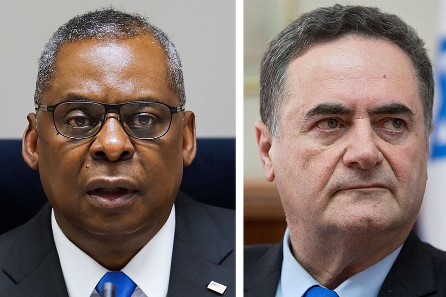 লয়েড অস্টিন (বাঁয়ে) ও ইসরায়েল কাটজ