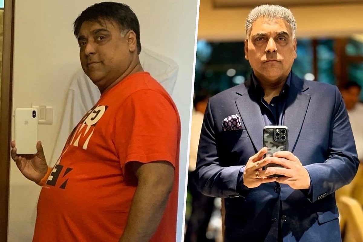 ওজন কমানোর আগে ও পরে রাম কাপুর। কোলাজ