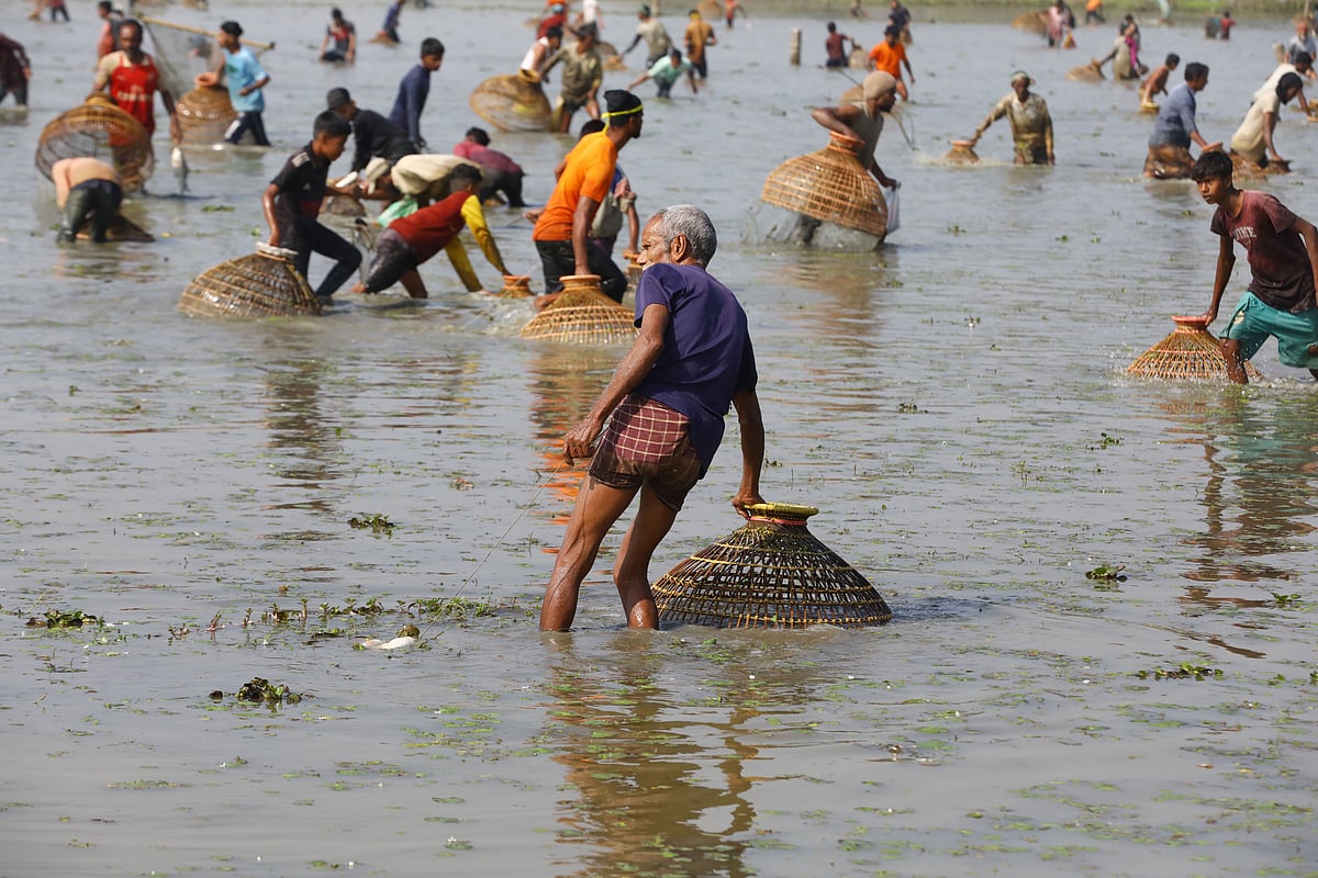 সিলেটের বিশ্বনাথ উপজেলার গোয়াহরি বিলে প্রতি বছরের মতো এবারও মাঘ মাসের প্রথম দিন ঘটা করে হয়েছে অনুষ্ঠিত হয়েছে পলো বাওয়া উৎসব। বুধবার বেলা ১১টার দিকে।
