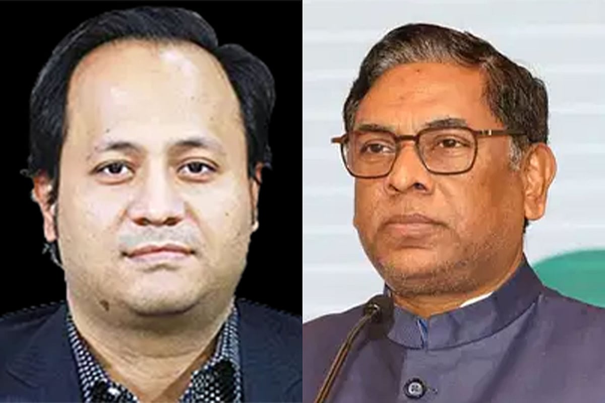 সাবেক শিক্ষামন্ত্রী মহিবুল হাসান চৌধুরী নওফেল (বাঁয়ে) ও সাবেক বিদ্যুৎ প্রতিমন্ত্রী নসরুল হামিদ বিপু