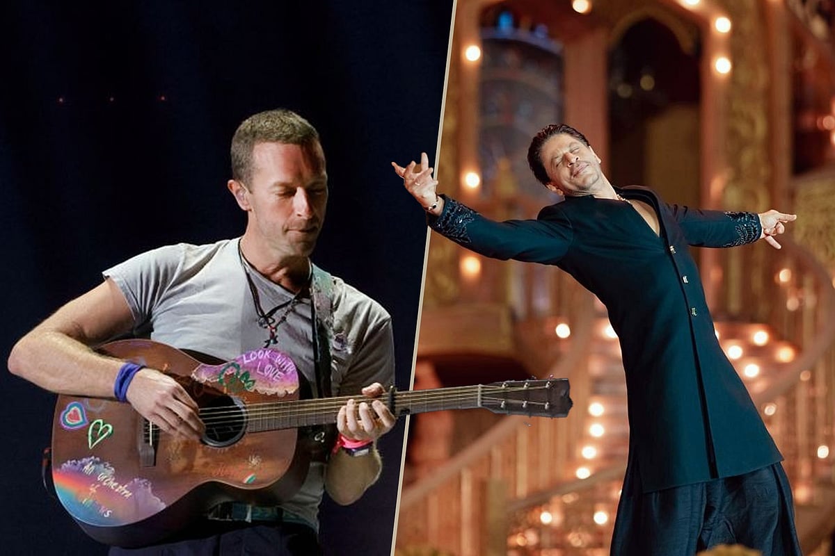 ক্রিস মার্টিন ও শাহরুখ খান। কোলাজ