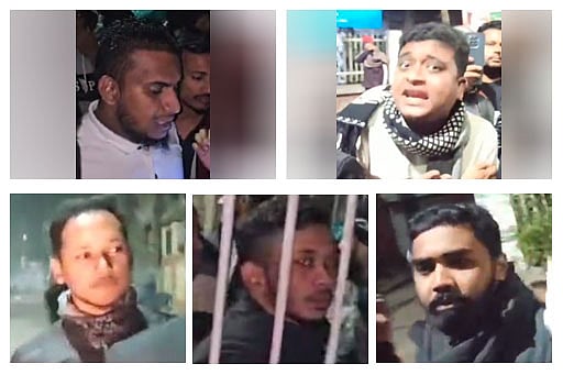 উপরে বাঁ থেকে কলাবাগান থানা ছাত্রদলের প্রতিষ্ঠাতা সহ-সাধারণ সম্পাদক মেহেদী হাসান (বেলাল) ও ধানমন্ডির যুবদলকর্মী মো. শরিফুল ইসলাম (দুর্জয়); নিচে বাঁ থেকে কলাবাগান থানা ছাত্রদলের সদস্য আল ওয়াসি (এরিক), ধানমন্ডির ছাত্রদলকর্মী সালমান ও ধানমন্ডি থানা ছাত্রদলের নেতা চঞ্চল