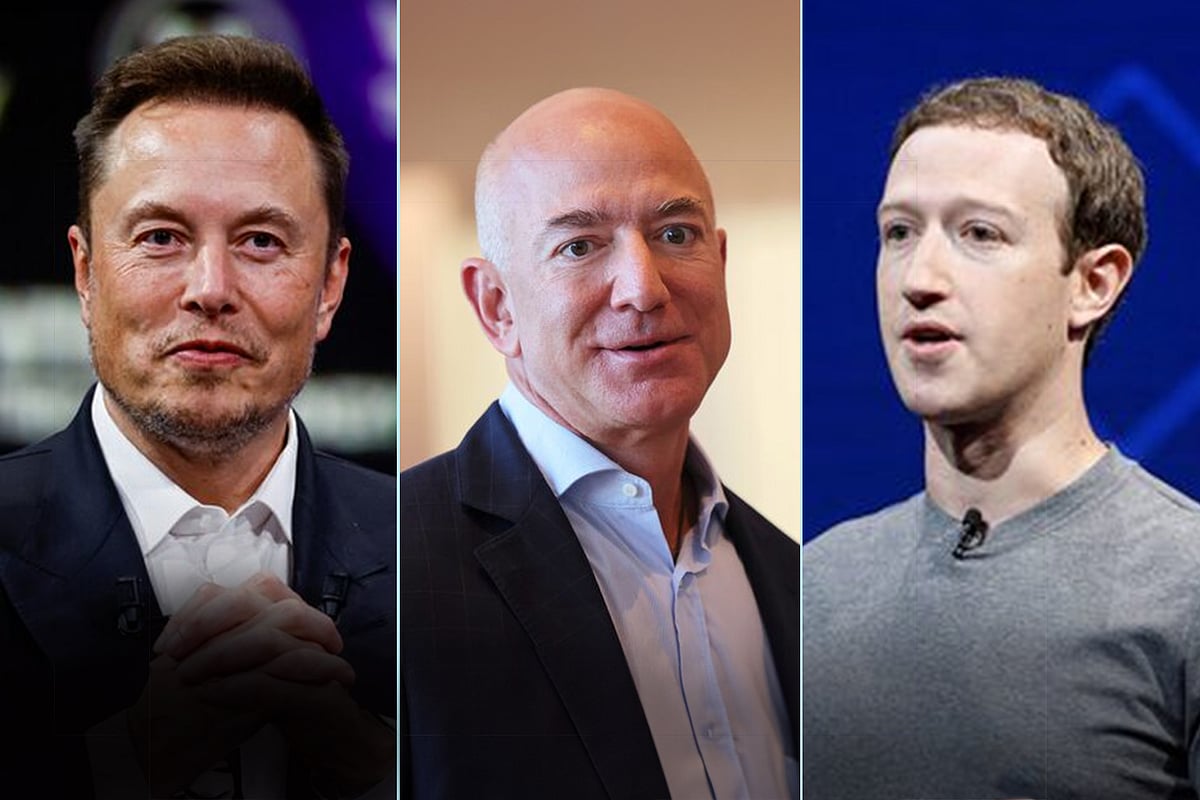ইলন মাস্ক, জেফ বেজোস ও মার্ক জাকারবার্গ (ডানে)