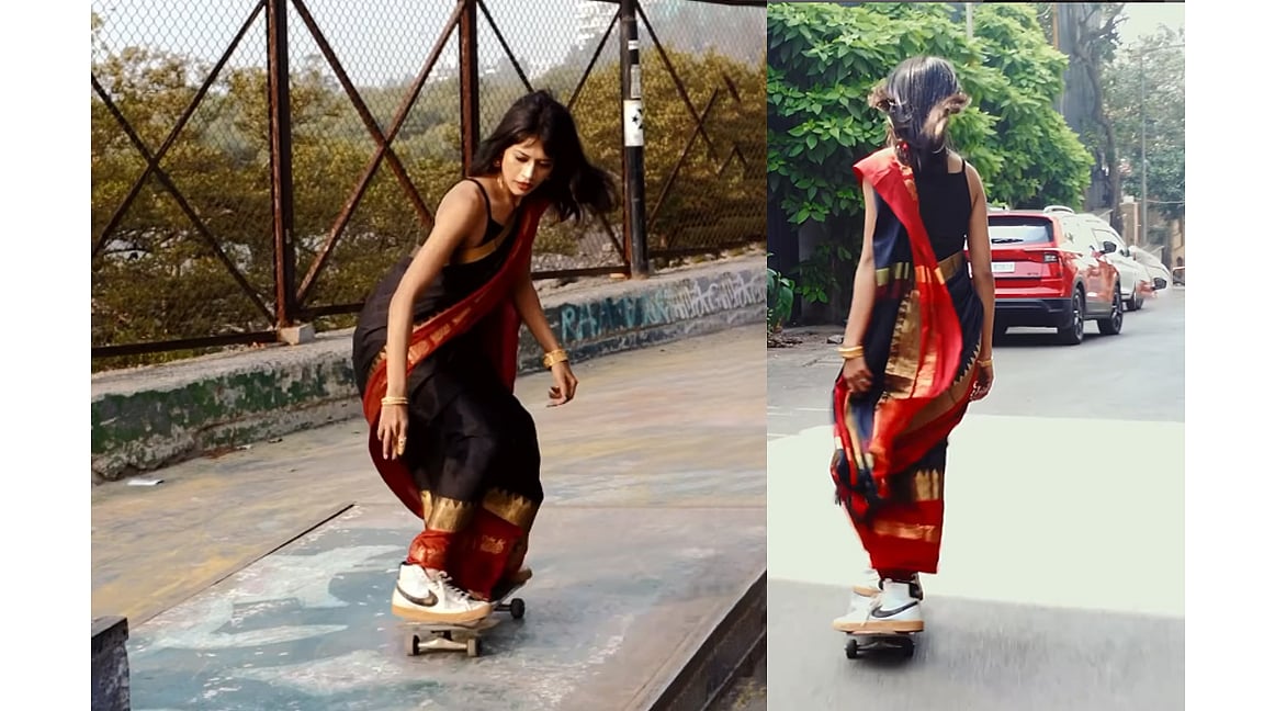 স্কেটবোর্ড পায়ে কারিকুরি দেখানোর ভিডিওটি ইনস্টাগ্রামে শেয়ার করা হয়েছে