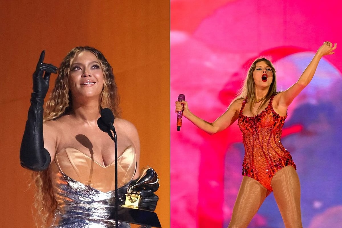 বিয়ন্সে ও টেলর সুইফট। কোলাজ