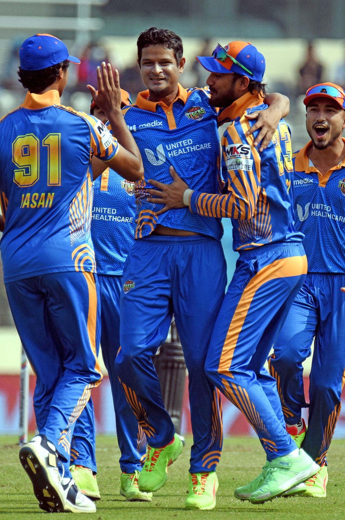 জেমস ভিন্সকে আউট করার পর নাসুম আহমেদ। ১৬ রানে ৩ উইকেট নিয়ে ম্যাচসেরা এই স্পিনারই