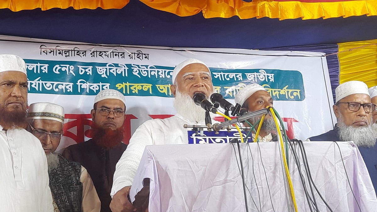 সুবর্ণচর উপজেলার চর জুবলি ইউনিয়নে বক্তব্য দিচ্ছেন জামায়াতের আমির। গতকাল সন্ধ্যায়