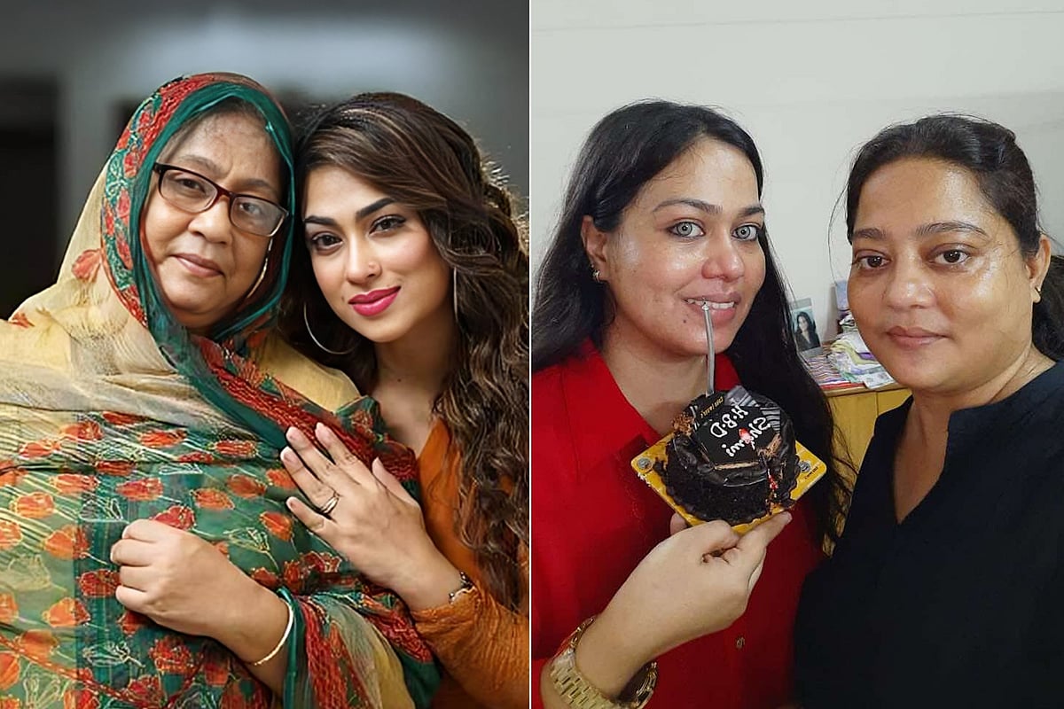 মা ও বোনের সঙ্গে পপি