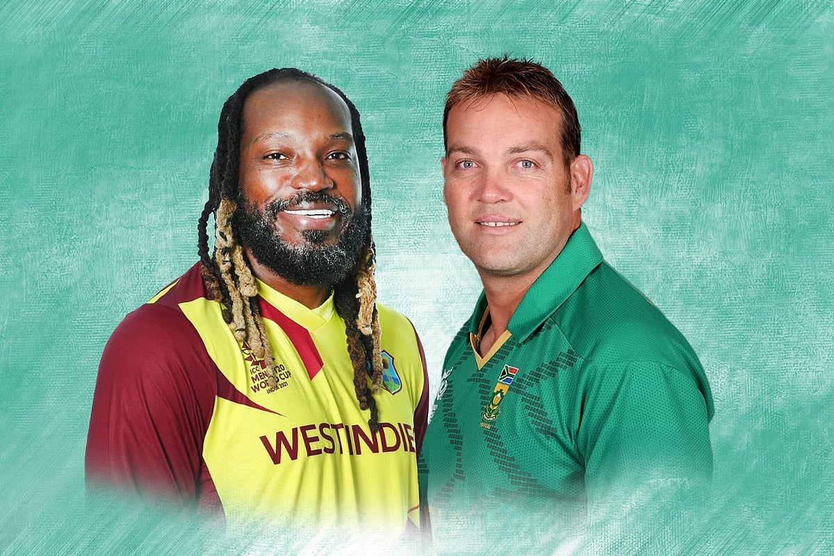 ওয়েস্ট ইন্ডিজের ক্রিস গেইল (বাঁয়ে) ও দক্ষিণ আফ্রিকার জ্যাক ক্যালিস