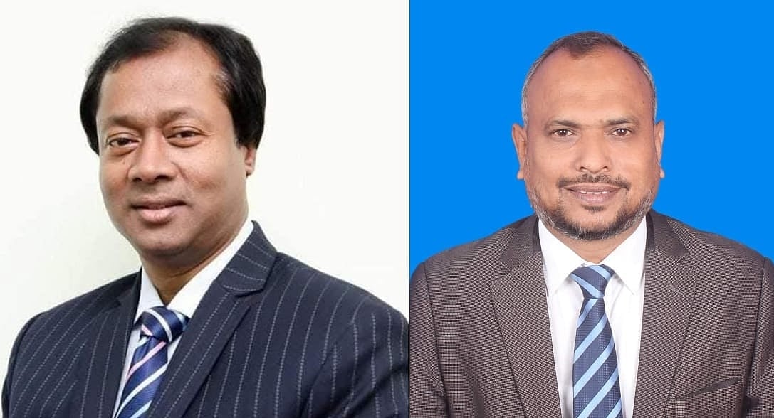 নড়াইল জেলা বিএনপির সভাপতি বিশ্বাস জাহাঙ্গীর আলম (বাঁয়ে) ও সাধারণ সম্পাদক মনিরুল ইসলাম