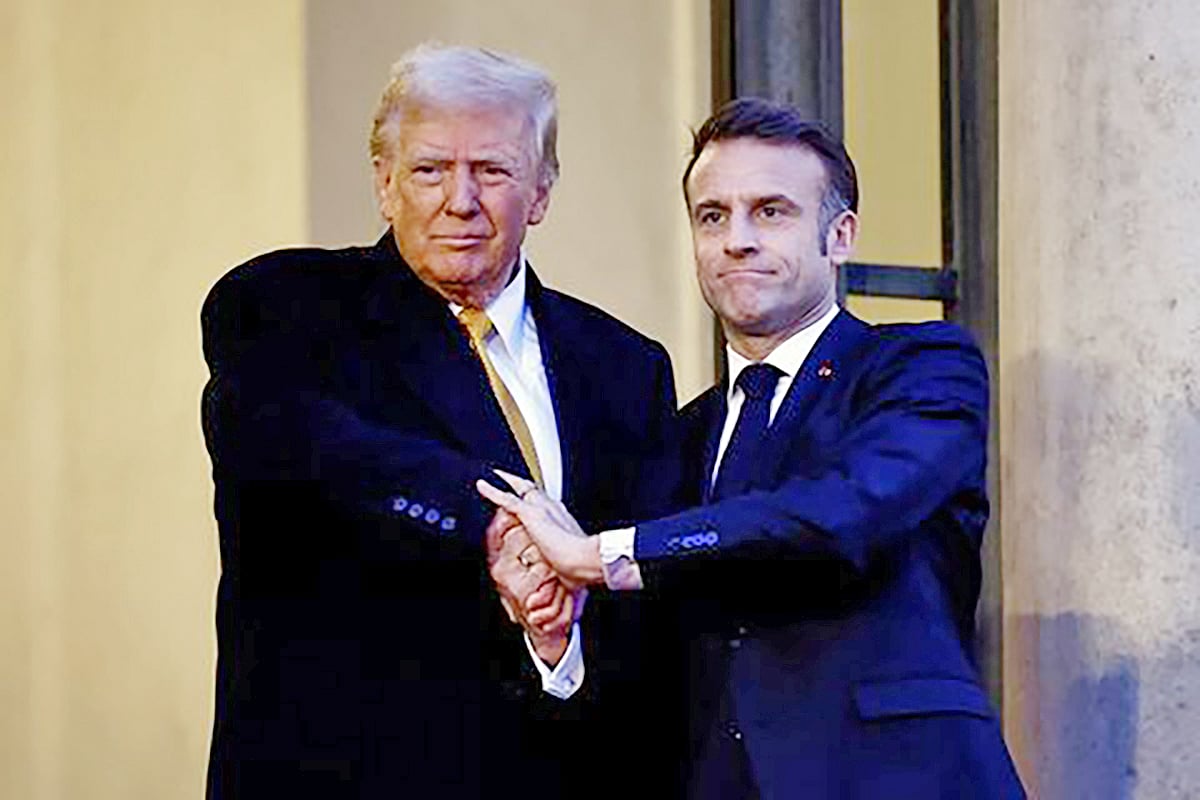 যুক্তরাষ্ট্রের প্রেসিডেন্ট ডোনাল্ড ট্রাম্প ও ফ্রান্সের প্রেসিডেন্ট এমানুয়েল মাখোঁ