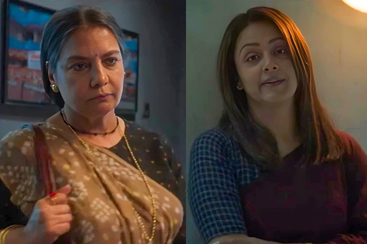 ‘ডাব্বা কার্টেল’–এ শাবানা আজমি ও জ্যোতিকা। কোলাজ