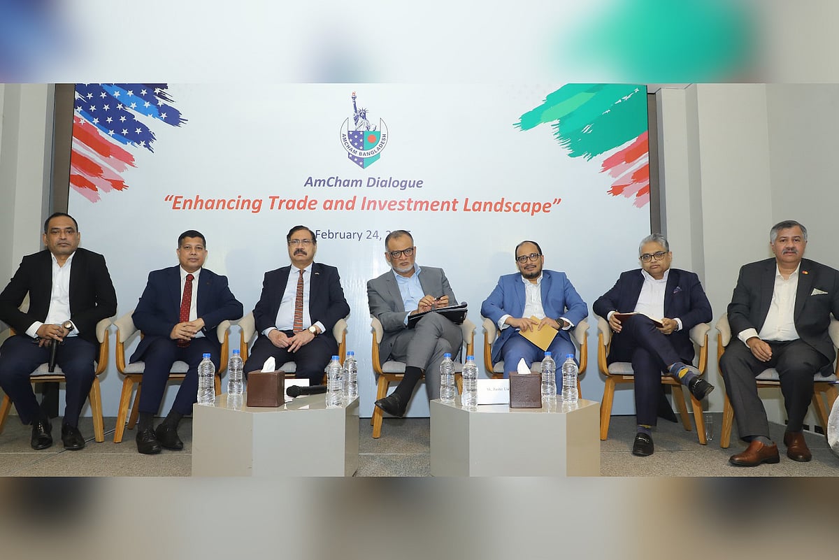 বাংলাদেশ আমেরিকান চেম্বার অব কমার্স ইন বাংলাদেশের (অ্যামচেম) আয়োজনে ‘বাণিজ্য ও বিনিয়োগ প্রবৃদ্ধি: ব্যবসায়িক পরামর্শ, আইনশৃঙ্খলা ও জ্বালানি–সংকট ব্যবস্থাপনা মূল চাবিকাঠি’ শীর্ষ সংলাপে বাণিজ্য উপদেষ্টা শেখ বশিরউদ্দীন