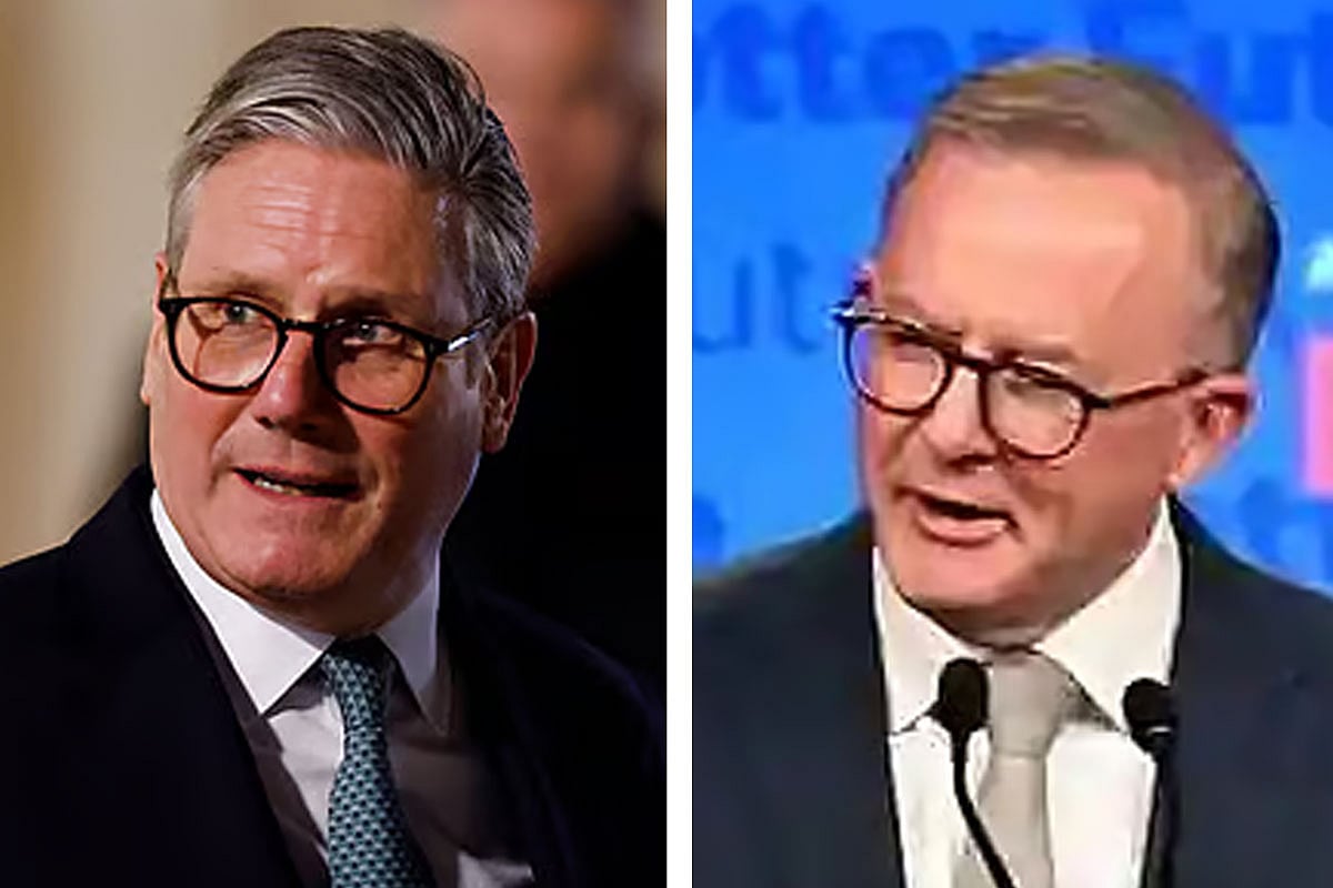 ব্রিটিশ প্রধানমন্ত্রী কিয়ার স্টারমার (বায়ে) ও অস্ট্রেলিয়ার প্রধানমন্ত্রী অ্যান্টনি আলবানিজ (ডানে)