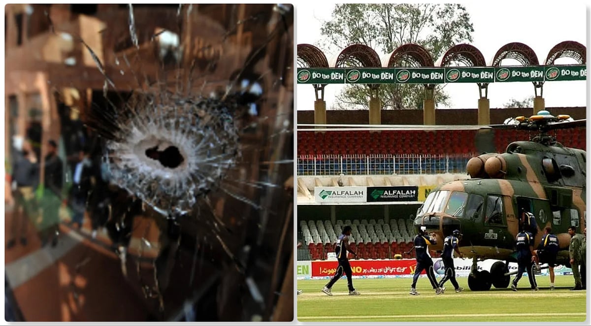 শ্রীলঙ্কা দলের বাসে গুলি এবং পরে খেলোয়াড়দের হেলিকপ্টারে করে মাঠ থেকে নিয়ে যাওয়ার ছবি