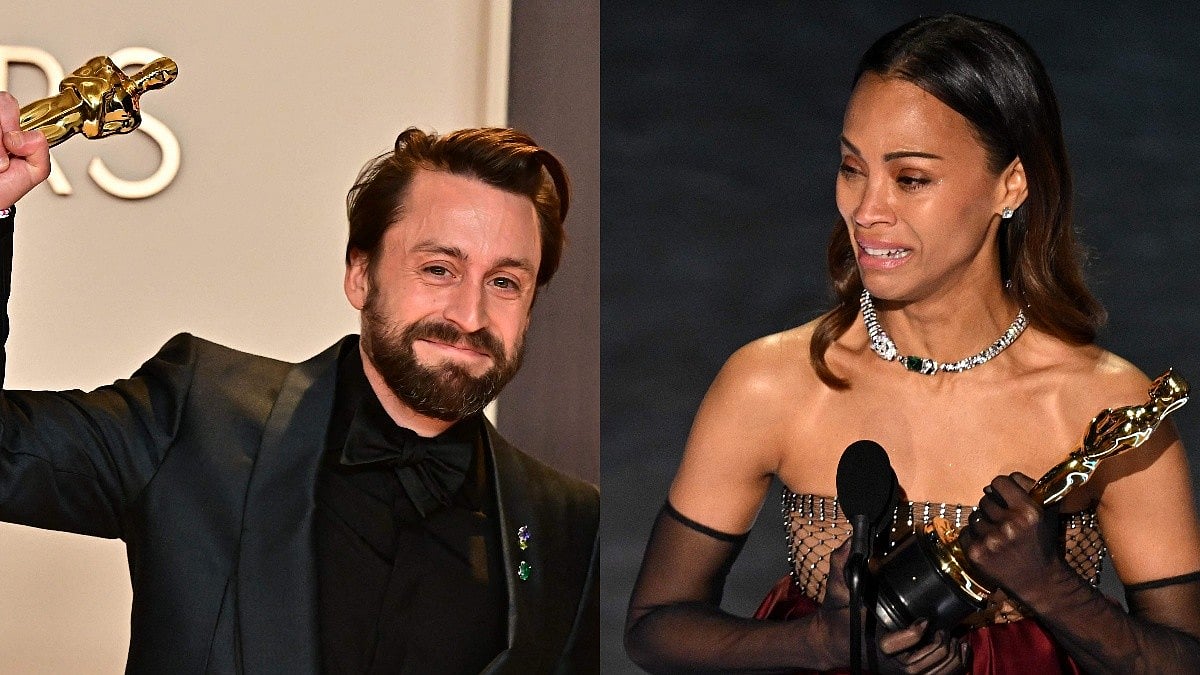 কিরান কালকিন ও জোয়ি সালডানা। কোলাজ