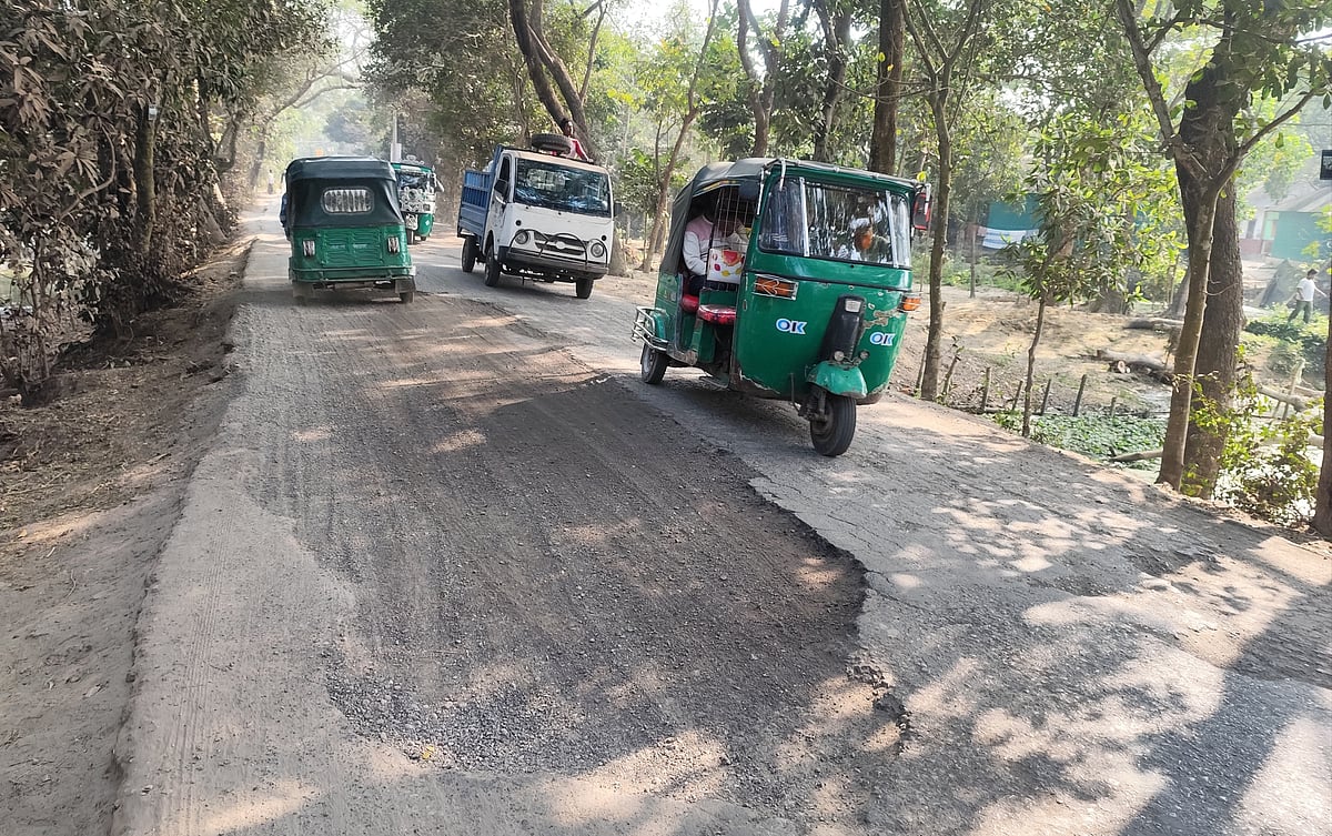 কুমিল্লার শাসনগাছা থেকে ব্রাহ্মণপাড়া উপজেলার মীরপুর পর্যন্ত সড়কটিতে অসংখ্য গর্ত আর খানাখন্দে ভর্তি। এতে ভোগান্তি নিয়ে চলাচল করতে হচ্ছে স্থানীয় বাসিন্দাদের। আজ দুপুরে বুড়িচং উপজেলায়