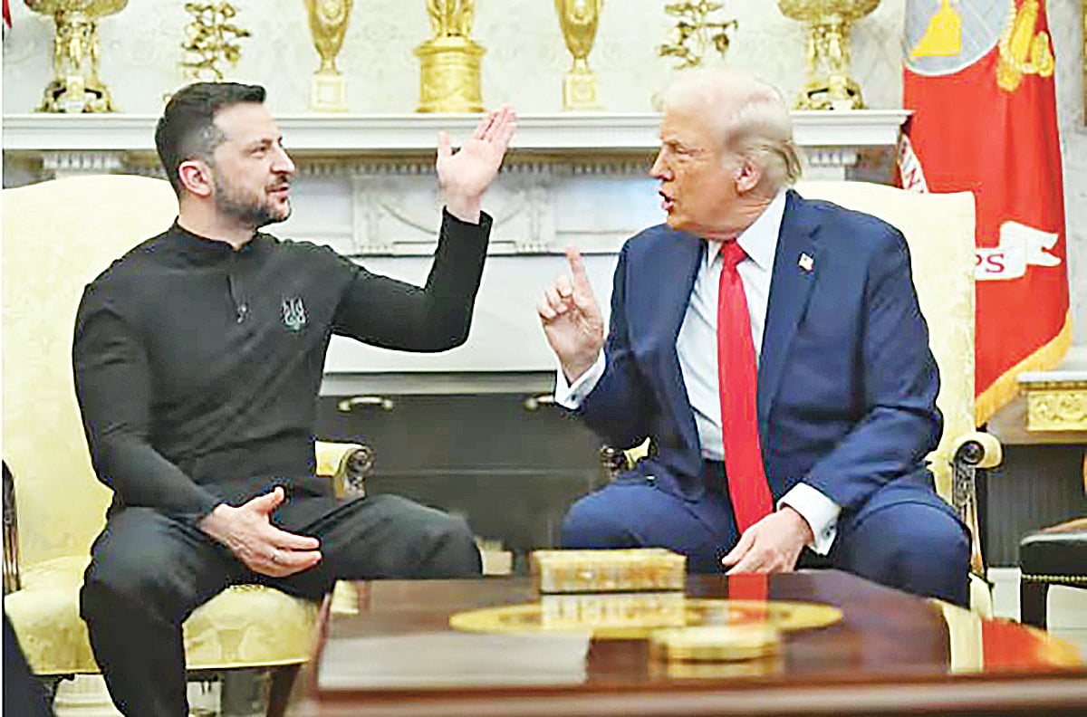 হোয়াইট হাউসের ওভাল অফিসে ডোনাল্ড ট্রাম্প ও ভলোদিমির জেলেনস্কি
