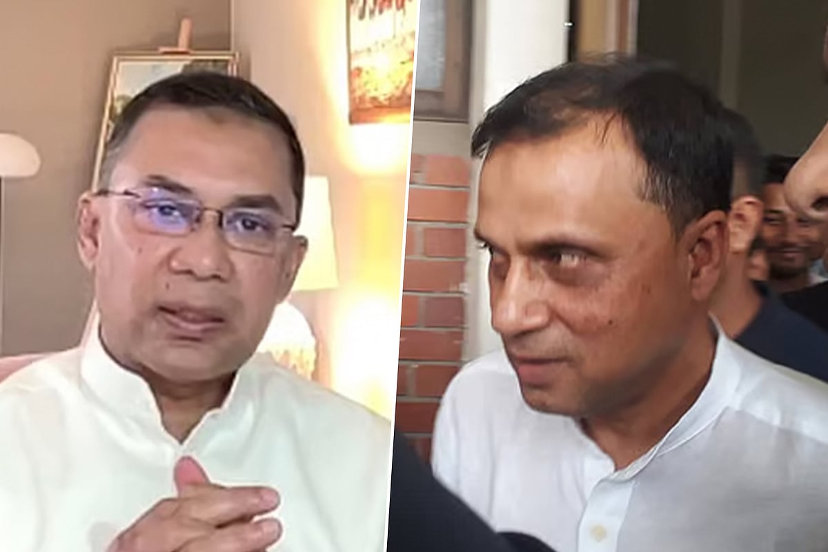 তারেক রহমান (বাঁয়ে) ও গিয়াসউদ্দিন আল মামুন