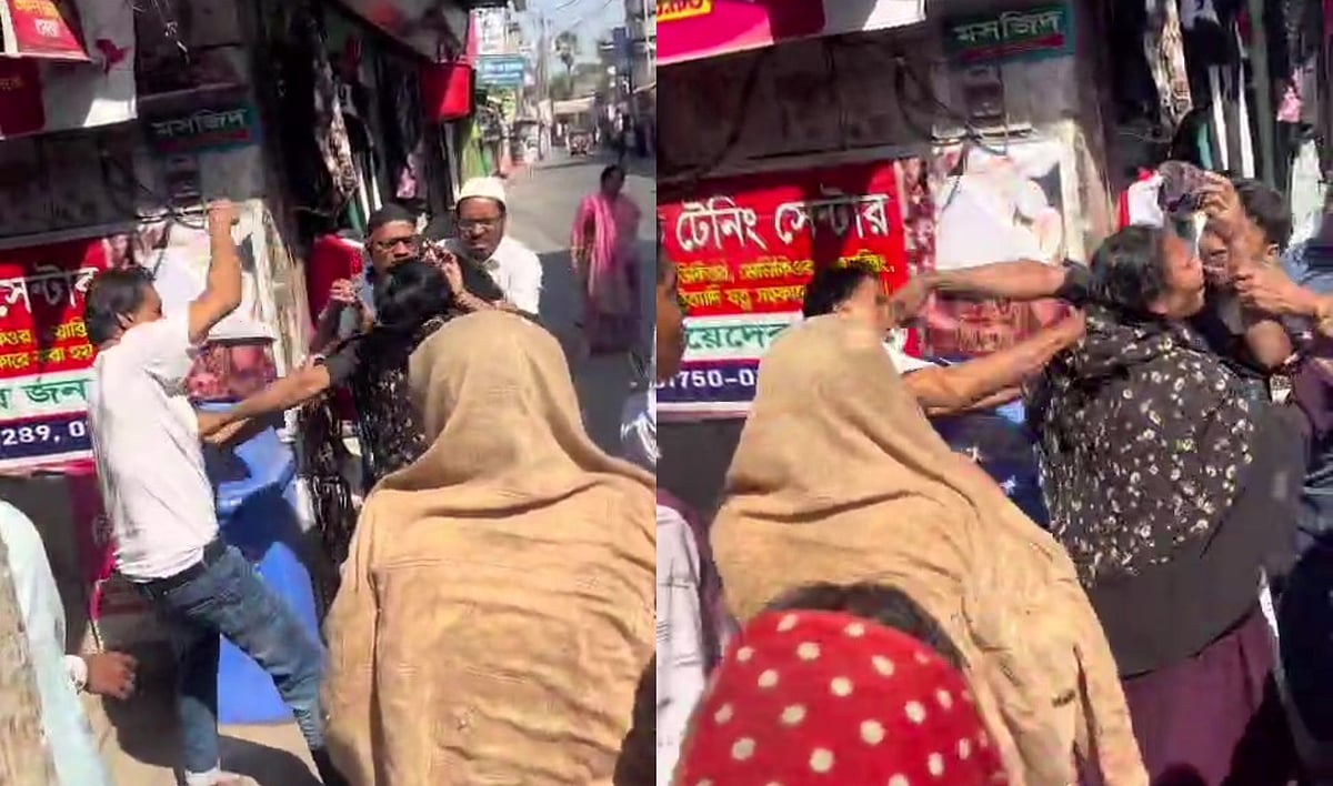 সাদা টি-শার্ট পরা ব্যক্তিটির নাম জাকির হোসেন। তিনি বাকেরগঞ্জ পৌরসভার ২ নম্বর ওয়ার্ড বিএনপির সহসভাপতি। তিনি বোরকা পরা নারীকে উপর্যুপরি কিল ও ঘুষি দিচ্ছিলেন