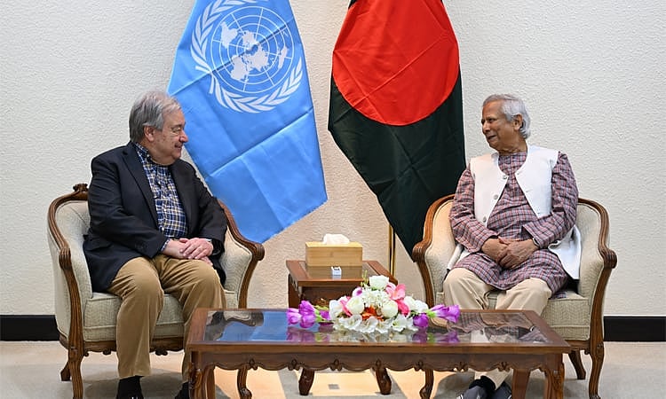 প্রধান উপদেষ্টা অধ্যাপক মুহাম্মদ ইউনূসের সঙ্গে আজ শুক্রবার সকালে বৈঠক করেছেন জাতিসংঘ মহাসচিব আন্তোনিও গুতেরেস