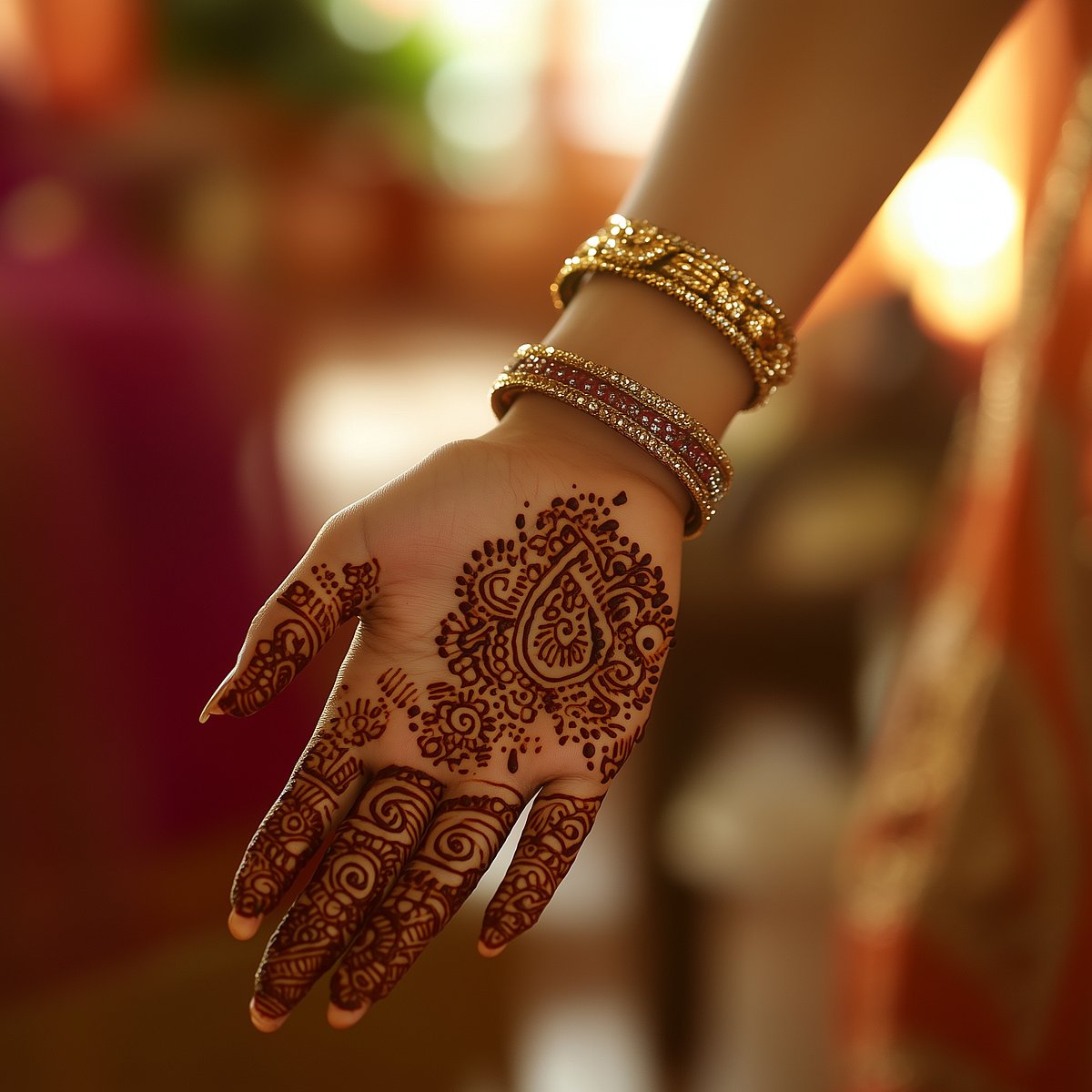 মেহেদি রং মেখে