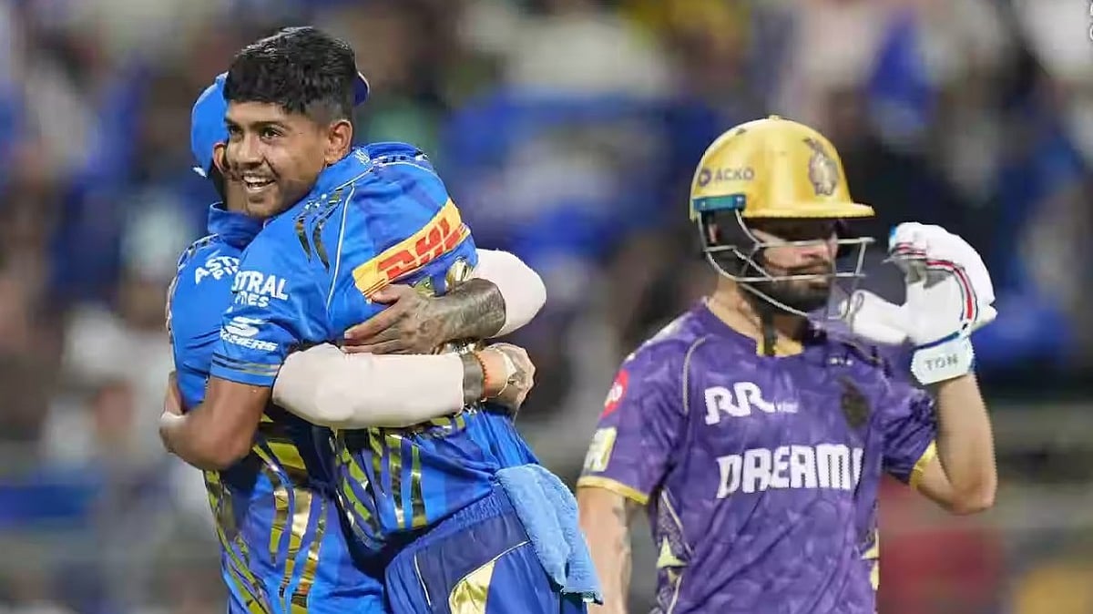 রিংকু সিংকে আউট করার পর অশ্বিনী কুমারের উদ্‌যাপন