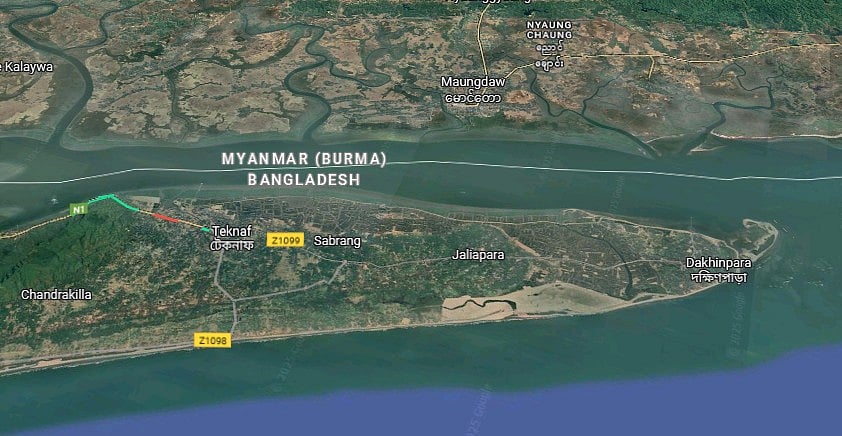 টেকনাফ সীমান্তের গুগল স্যাটেলাইট মানচিত্র