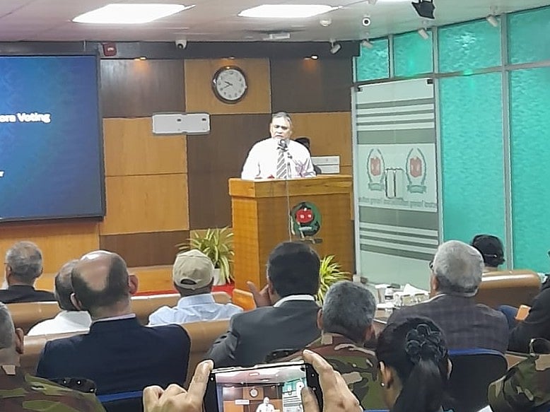 প্রধান নির্বাচন কমিশনার (সিইসি) এ এম এম নাসির উদ্দিন। আগারগাঁওয়ে নির্বাচনী প্রশিক্ষণ ইনস্টিটিউটে আয়োজিত কর্মশালায়