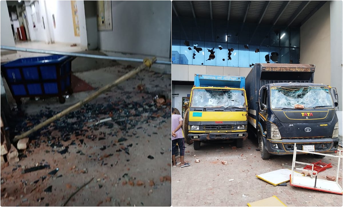 সিদ্ধিরগঞ্জে আদমজী ইপিজেডে ঢুকে তিনটি কারখানায় ভাঙচুর করেছেন বহিরাগত শ্রমিকেরা। শনিবার বিকেলে