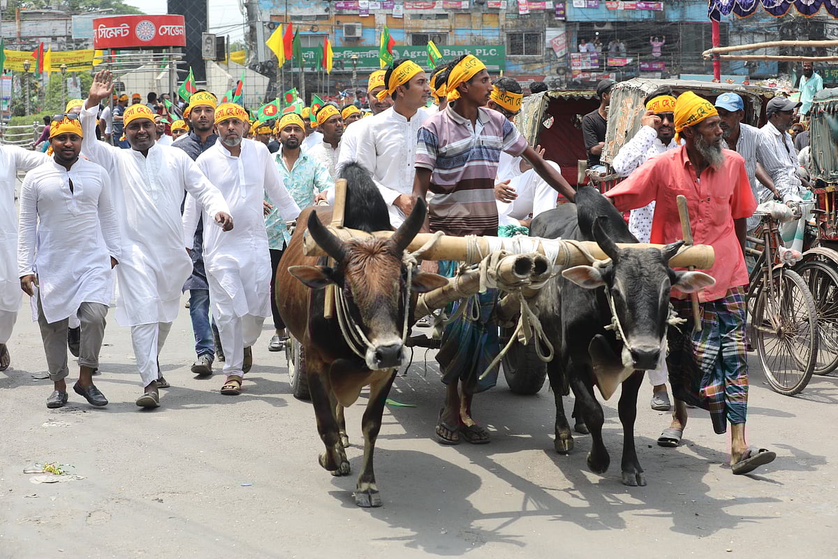 পহেলা বৈশাখ উপলক্ষে বগুড়া জেলা বিএনপি ও সহযোগী সংগঠনের উদ্যোগে বগুড়া শহরে বর্ণাঢ্য শোভাযাত্রা বের করা হয় । সোমবার দুপুরে শহরের সাতমাথা এলাকায়