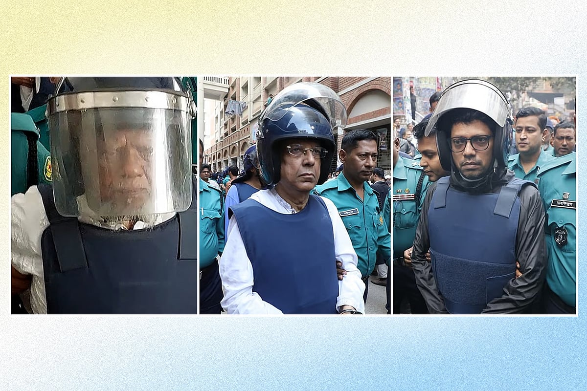 আমির হোসেন আমু (বাঁ থেকে), আনিসুল হক, জুনাইদ আহমেদ পলক