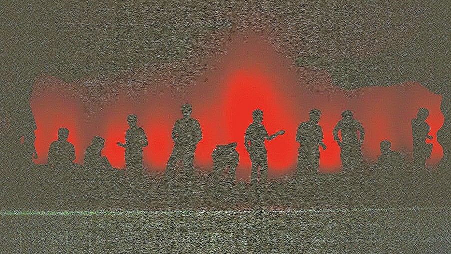 তাড়ুয়ার নতুন প্রযোজনা অল কোয়ায়েট অন দ্য ওয়েস্টার্ন ফ্রন্ট নাটকের কারিগরি প্রদর্শনীর দৃশ্য। ছবি: পরিচালকের সৌজন্যে