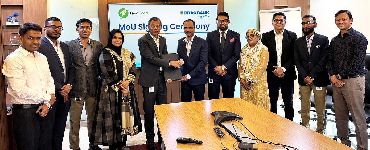 কুইকসেন্ড এবং ব্র্যাক ব্যাংকের মধ্যে রেমিট্যান্স চুক্তি অনুষ্ঠানে উপস্থিত ছিলেন উভয় প্রতিষ্ঠানের সংশ্লিষ্টরা