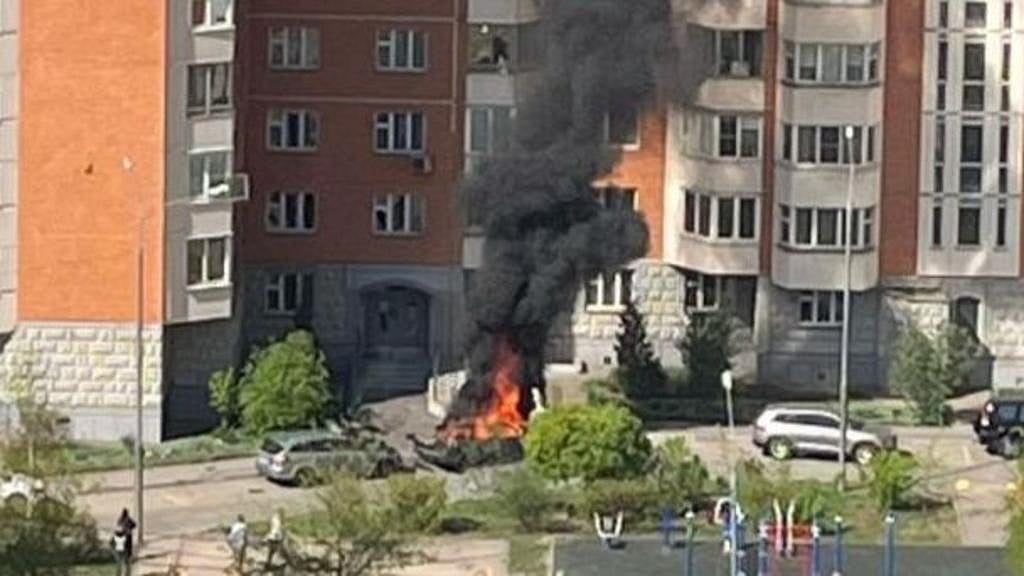 মস্কোয় গাড়ি বিস্ফোরণের দৃশ্য