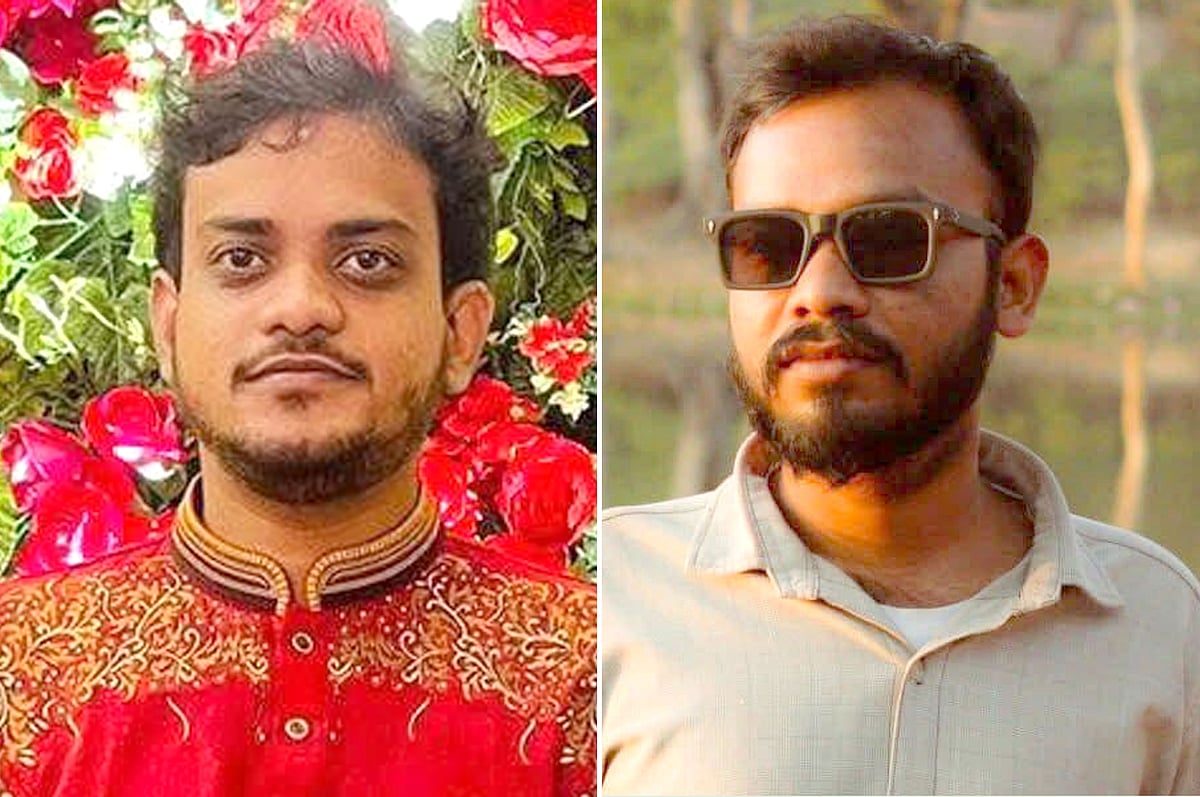 বাংলাদেশ ছাত্র ইউনিয়নের একাংশের নতুন কেন্দ্রীয় কমিটির সভাপতি তামজিদ হায়দার (বাঁয়ে) ও সাধারণ সম্পাদক শিমুল কুম্ভকার