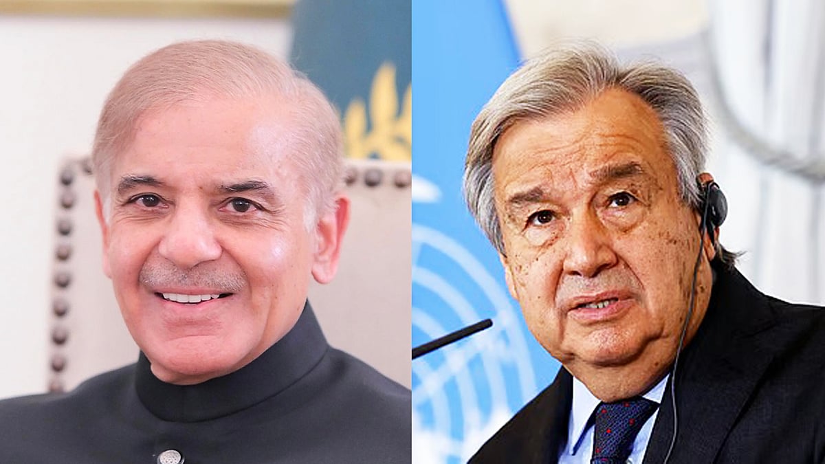 পাকিস্তানের প্রধানমন্ত্রী শাহবাজ শরিফ ও জাতিসংঘের মহাসচিব আন্তোনিও গুতেরেস