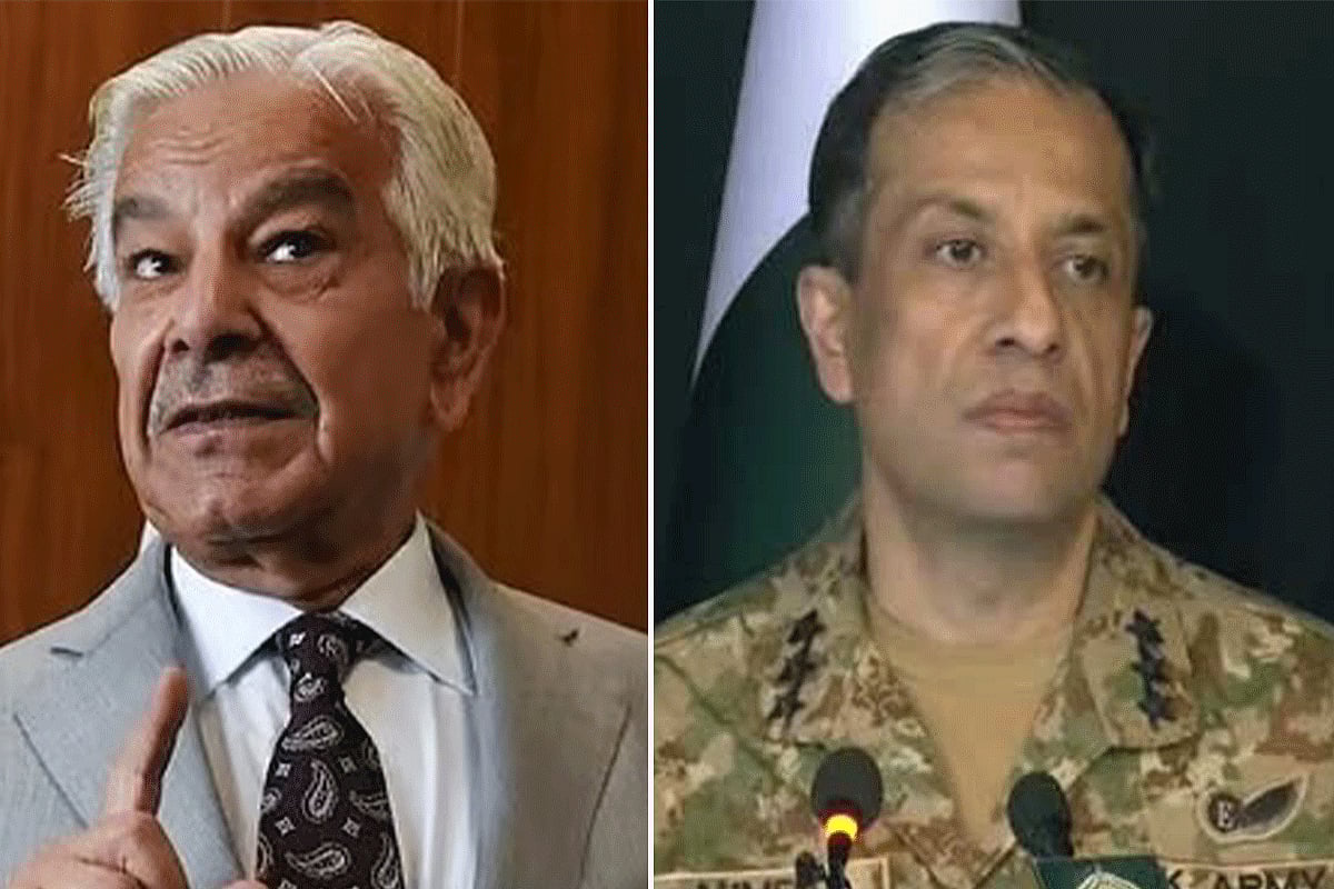 পাকিস্তানের প্রতিরক্ষামন্ত্রী খাজা আসিফ ও আইএসপিআরের মহাপরিচালক লেফটেন্যান্ট জেনারেল আহমেদ শরিফ চৌধুরী