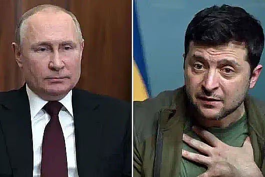 রাশিয়ার প্রেসিডেন্ট ভ্লাদিমির পুতিন ও ইউক্রেনের প্রেসিডেন্ট ভলোদিমির জেলেনস্কি