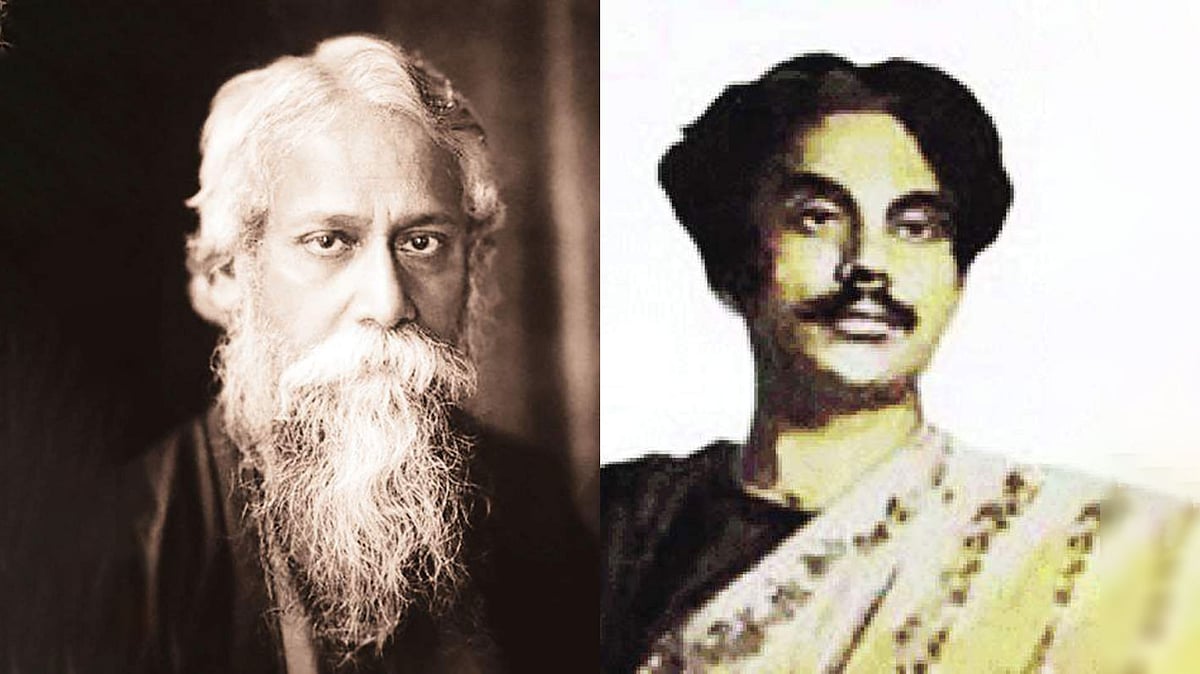 রবীন্দ্রনাথ ঠাকুর (বাঁয়ে) ও কাজী নজরুল ইসলাম