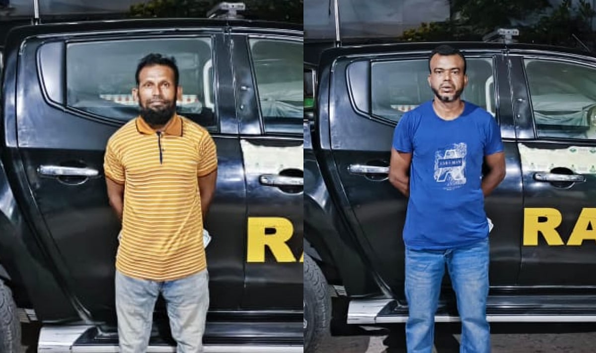 র‍্যাবের অভিযানে গ্রেপ্তার দুই আসামি খোরশেদ আলম ও ভুট্টু প্রামাণিক