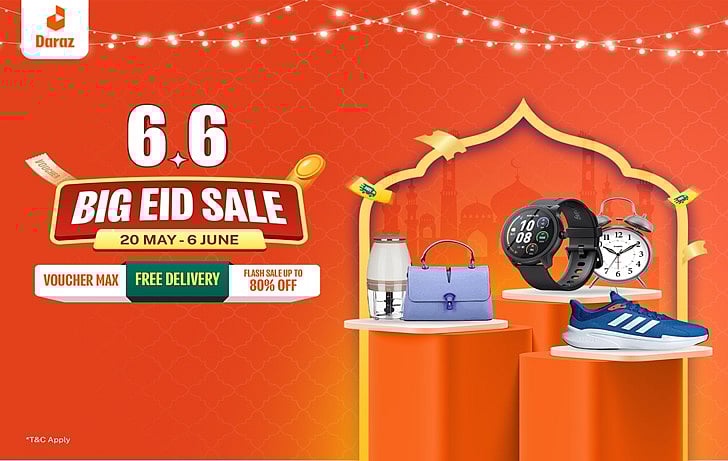 বিশাল ডিসকাউন্ট, চমকপ্রদ গিভঅ্যাওয়ে আর দারুণ সব শপিং রিওয়ার্ড অফার নিয়ে দারাজে চলছে ‘৬.৬ বিগ ঈদ সেল’ ক্যাম্পেইন