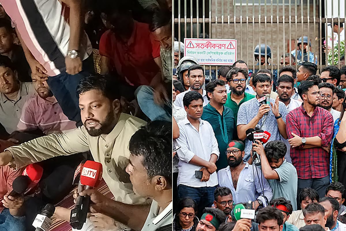 রাজধানীর কাকরাইল এলাকায় বুধবার সন্ধ্যায় আন্দোলনরত নেতা-কর্মীদের মধ্যে এসে সাংবাদিকদের সঙ্গে কথা বলেন বিএনপি নেতা ইশরাক হোসেন (বাঁয়ে)। নির্বাচন কমিশন পুনর্গঠন ও স্থানীয় সরকার নির্বাচনের দাবিতে আগারগাঁওয়ে নির্বাচন কমিশন কার্যালয়ের সামনে বিক্ষোভ সমাবেশে কথা বলছেন জাতীয় নাগরিক পার্টির (এনসিপি) মুখ্য সমন্বয়ক নাসীরুদ্দীন পাটওয়ারী