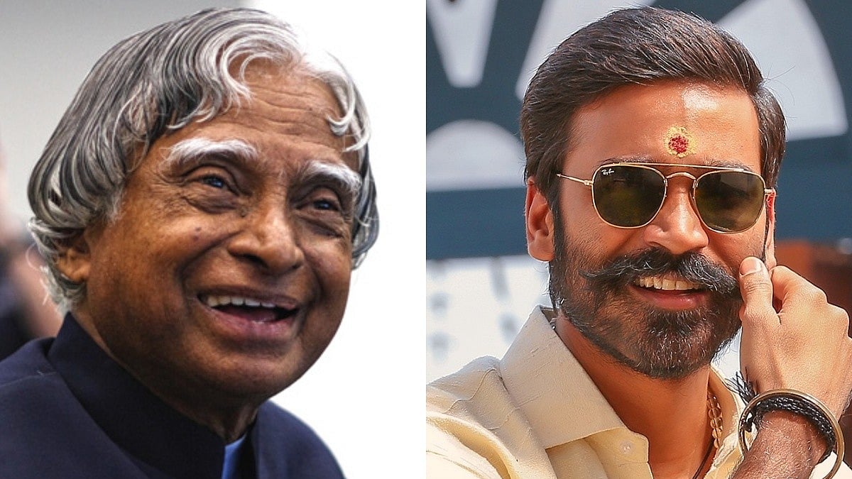 এ পি জে আবদুল কালাম ও ধানুশ। কোলাজ