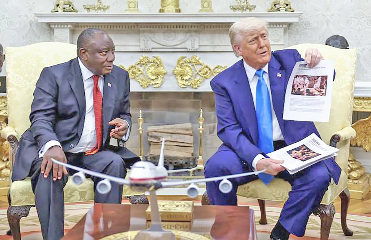 হোয়াইট হাউসে দক্ষিণ আফ্রিকার প্রেসিডেন্ট সিরিল রামাফোসার সঙ্গে বৈঠকে ডোনাল্ড ট্রাম্প