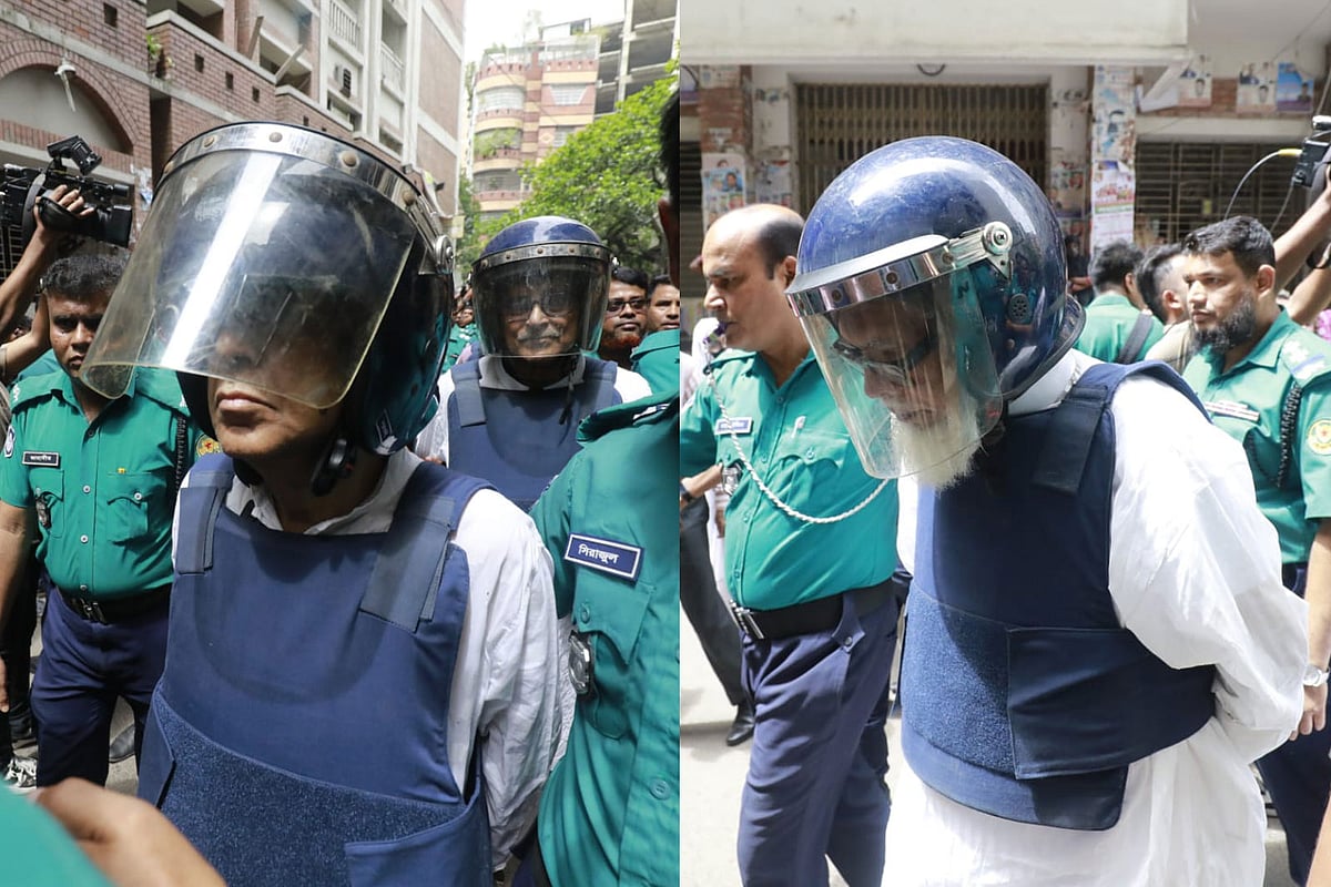 আনিসুল হক ও সালমান এফ রহমানকে (ডানে) আজ বুধবার আদালতে আনা হয়