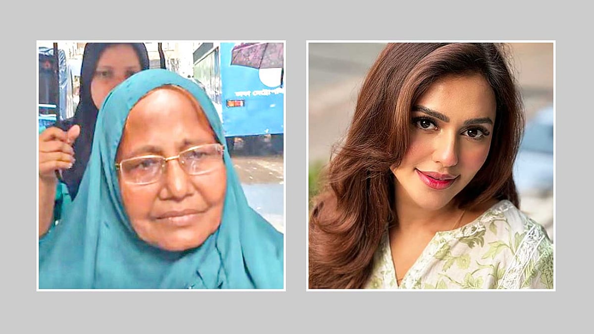 আনোয়ারা বেগম (বামে) এবং নুসরাত ফারিয়া